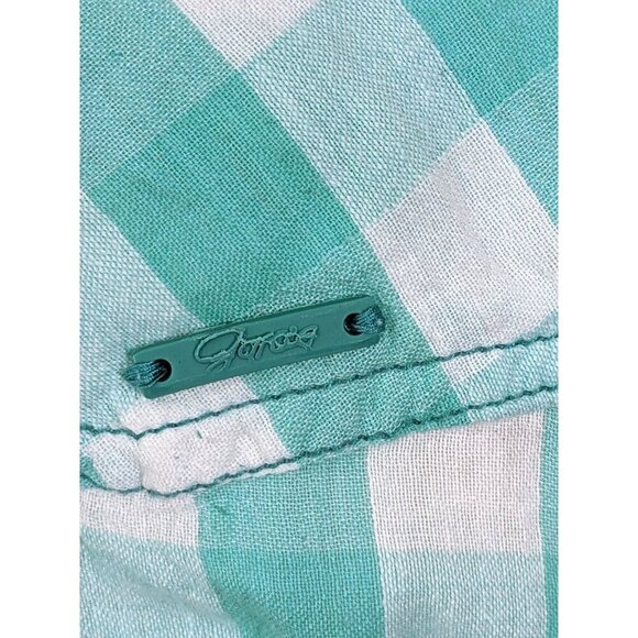 Vintage Womens Med Cotton Button Down Gingham Sleeveless Top Pockets Epaulettes - Picture 7 of 7